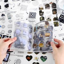 With controlled handbills Decorative PET Stickers Ben Salt Series Ins Wind Black And White Literal Colored Silk with hand tent collage material