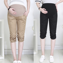 Plus size slim thin pregnant women Capri pants pregnant women Summer new belly pants 200 Jin outside wear shorts