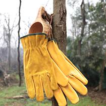 Savage bushcraft outdoor camping double cowhide gloves non-slip anti-cut anti-hot wear-resistant cowhide gloves