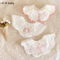Japan imported baby Summer thin saliva towel 360 degree rotatable petal cotton small bib baby spit milk