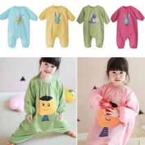 Baby clothes children long sleeves breathable conjoined body waterproof and dirty clothes baby spring climbing clothes kindergarten childrens eating clothes