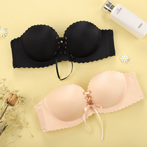 Strapless non-slip slip bra non-steel ring bra small chest thickened gathering girl invisible underwear