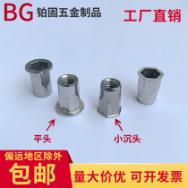 304 stainless steel inner and outer half hexagon rivet nut Flat head small countersunk head hexagon rivet nut M3M4M5M6M8