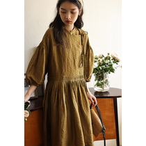 Narrative Old Oldtimes Superior Adolescent Girl Sensation New Chinese Style Wind Cotton Linen White Dress (Long-month Q7013