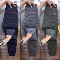 Winter outside wearing down cotton pants male 2021 warm casual pants Youth 100 lap six pockets plus cotton thickened anti-chill trousers