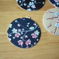 Plum blossom original cotton linen 9cm round Japanese hand-made cotton Cup cushion tea cushion cute little thing