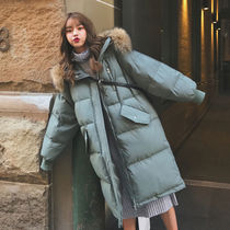 Winter long pike down bread Jacket Womens cotton jacket design sense niche plus velvet padded anti-season cotton jacket