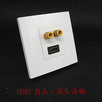 Type 86 HDMI high-definition straight-inserted plus double-head sound socket wire column multimedia karaoke socket HDMI panel