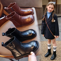 Girls Martin Boots 2021 Autumn New Single Boots Leather Children Black Boots Spring and Autumn Boys Boots Winter Shoes