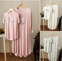 Pituitary Soft Comfort Modale Parent-child Sleeping Dress Girl With Dress Mid Dress Slim Lady 50% Sleeve Pyjamas