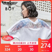 boylondon White T-shirt Female 2021 Summer Stereo Feather Wings Short Sleeve T40501