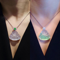 Myanmar jade A goods jade pendant Jade pendant Guanyin floating flowers full of green Jade Buddha pendant Ruyi Yang Green Buddha Gong