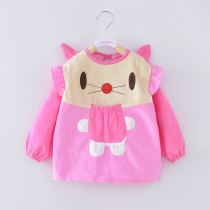 Baby gown cotton long sleeve girl corduroy waterproof childrens anti-dressing baby eating bibs