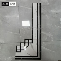 Black and white gray waveguide line Tile living room waterjet effect aisle simple microcrystalline silver-plated home corridor waveguide line