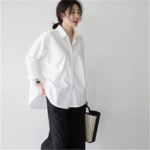 2021 autumn Korean version of the shirt loose large size maternity shirt Spring and autumn professional maternity clothes work clothes base top