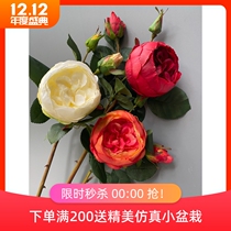 Home decoration wedding simulation flower fake flower silk flower single branch feel Toronto rose living room hotel Exhibition Hall hot sale
