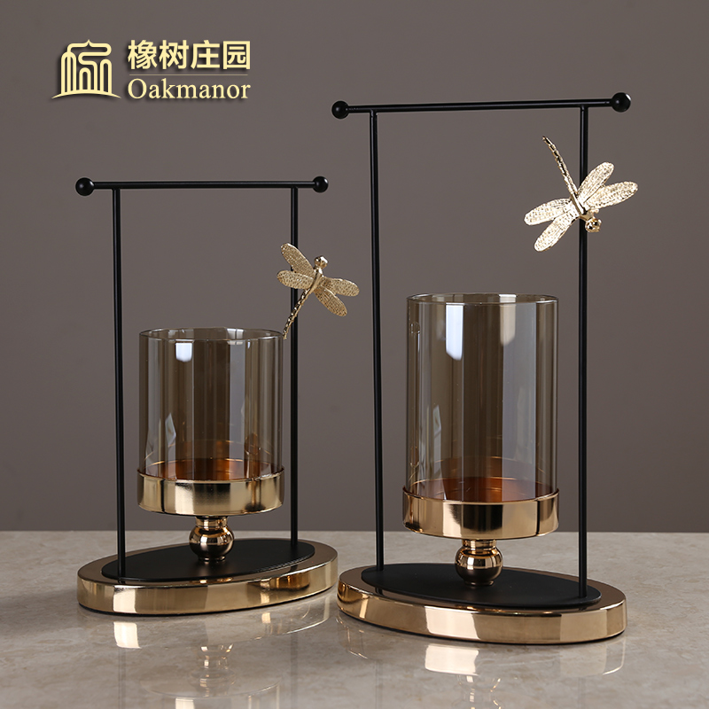 Nordic Luxury Candleholder Golden Aromatherapy Decoration Windbreak Chinese Creative Romantic Table Candlelight Dinner Projects