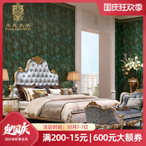Phoenix Meiju French court style luxury solid wood gold foil fabric painted bedroom full furniture double queen bed