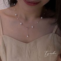 Tyusha Super Beauty Starry Sky Full Star Natural Freshwater Pearl Necklace Size Interval Positive Round Small Bulb Necklace Woman