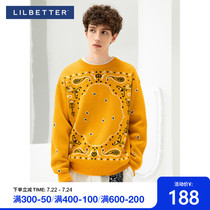 Lilbetter sweater mens Korean version of the small fresh tide brand line loose retro crew neck pullover mens knitwear