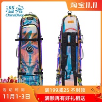 WaterPro long fin bag laser TPU colorful free diving frog shoe bag jelly diving equipment backpack shoulder