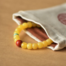  Natural Chanterelle yellow beeswax amber bracelet full of honey original Tanabata retro female national style hand skewer literary and artistic Russian raw ore