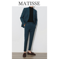 South Korea Dongdaemun Korean version of the trend handsome double-breasted British trend mens slim casual solid color small suit suit