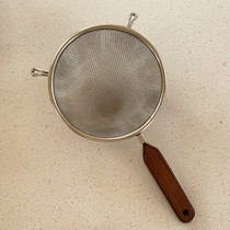 AMAGOUR double-layer stainless steel flour sieve double ear design walnut handle sieving drain tool