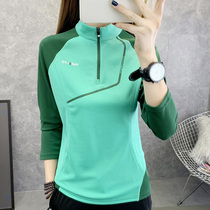 Slim quick-drying clothes female spring and autumn elastic color long sleeve T-shirt outdoor fitness morning running breathable fast drying sports sweatshirt
