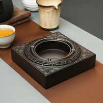 Chinese style ebony wood ashtray creative with lid household living room carving large classical personality gift high-grade male