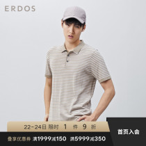 ERDOS spring and summer new silk cotton blended small lapel clip strip short-sleeved POLO shirt business gentleman