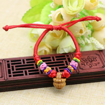 Handmade carved wild peach core carved red rope bracelet peace jewelry peach walnut bracelet bracelet