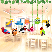 Kindergarten Huanchuang spring classroom corridor Interior decoration pendant Air pendant ornament Bird animal Roof hanging