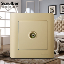 Slunde electrician Type 86 switch socket cable TV socket panel champagne gold CCTV socket