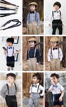 Childrens strap clip Baby leather elastic stitching strap high-grade three clips exquisite padded pants belt clip adjustable