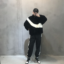 Oversize Bats sleeve shoulder wide-cut lamb-cut fur coat male composite fur coat