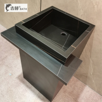 Floor-mounted integrated rock board washbasin washbasin bathroom cabinet balcony outdoor column basin customization