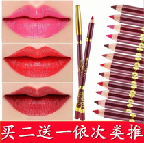 Lip pen Lip liner pen Female hook line Waterproof long-lasting beginner non-bleaching 12-color set of lip base