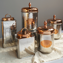 European style American style metal glass storage jar coffee tea pot kitchen supplies dining table decoration kitchen ornament gift