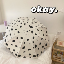 ins wind original dairy cow tattox sunscreen umbrella UV blackout beach umbrella folding portable clear and rain dual-use umbrella small