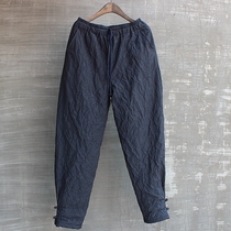 Men's cotton personalized cotton pants pants straight pants leggings retro art Chinese style buckle fashion fashion large size