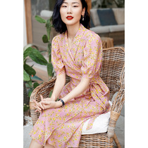 Maje Koce French style new true silk mulberry silk dress for the summer high waist display slim temperament lady crummy long dress