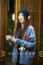 Ami 20 autumn and winter Jin Chen Zhang Xincheng Meng Jia same couple love A- shaped wool knitted cardigan sweater