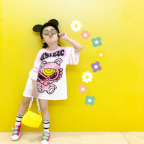 Pro-daughter dress female dress foreign air girl pure cotton T-shirt dress 2022 spring and summer new children with long half sleeves dress T