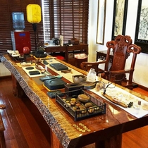 Clearance Ba Hua solid wood Big Board tea table new Chinese coffee table Zen Kung Fu tea table log office tea table