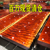 Bahua solid wood large board tea table log tea table new Chinese style boss office book table Okan black sandalwood spot clearance