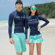 New Korean couple diving snorkeling surfing sunscreen clothing jellyfish clothing beach vacation split swimsuit thin cover belly