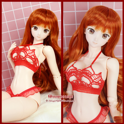 taobao agent 【Cat's Nest】 3 points bjd.azone.dd.ap red hollow lace underwear and panties suit