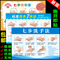 7-step hand washing method Wallpaper self-adhesive kindergarten primary school hospital clinic Six or seven-step hand washing method Advertising sticker