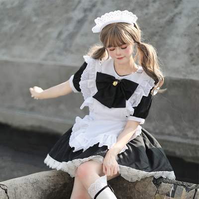 taobao agent Japanese cute black and white soft dress, Lolita style, cosplay